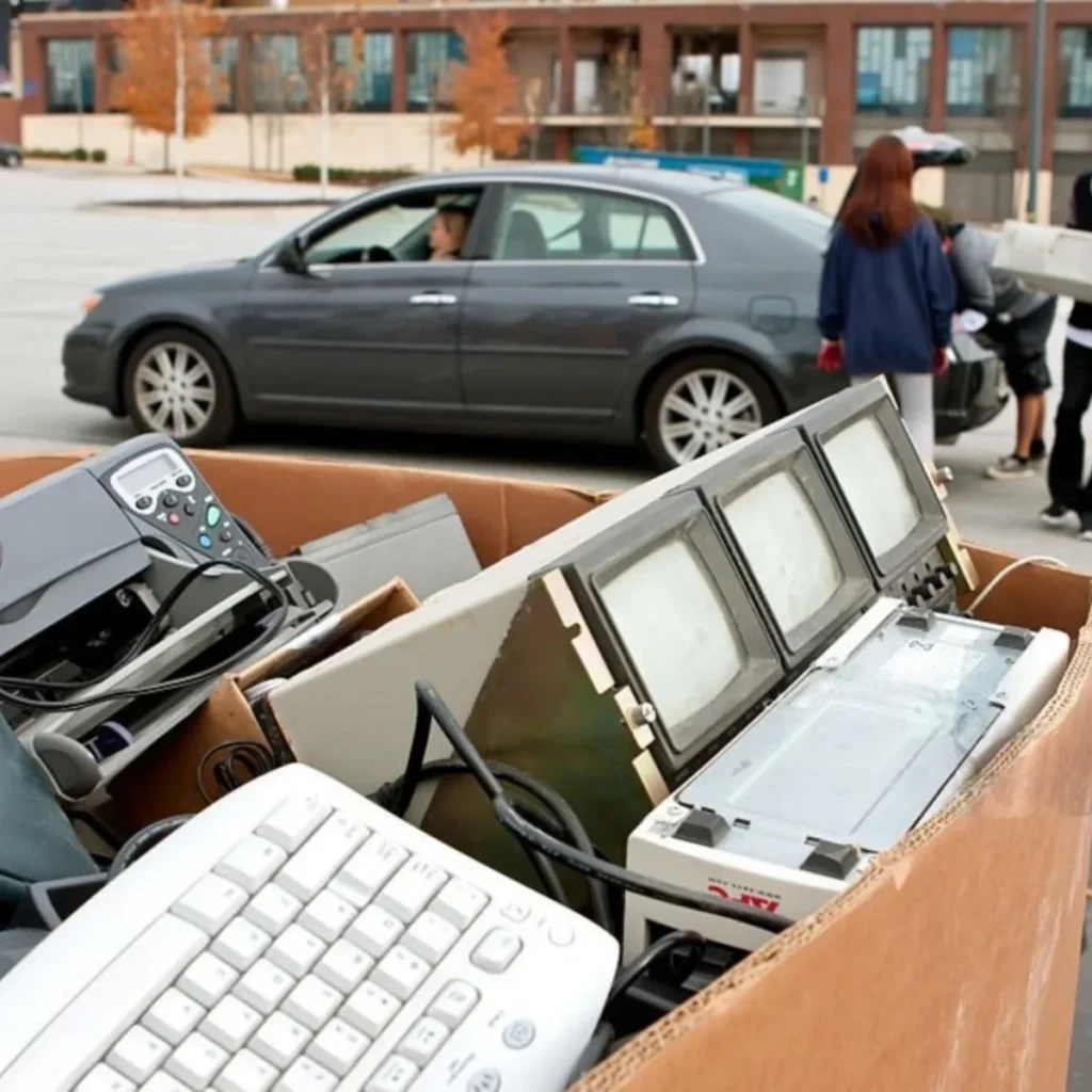 e-waste in bin at event