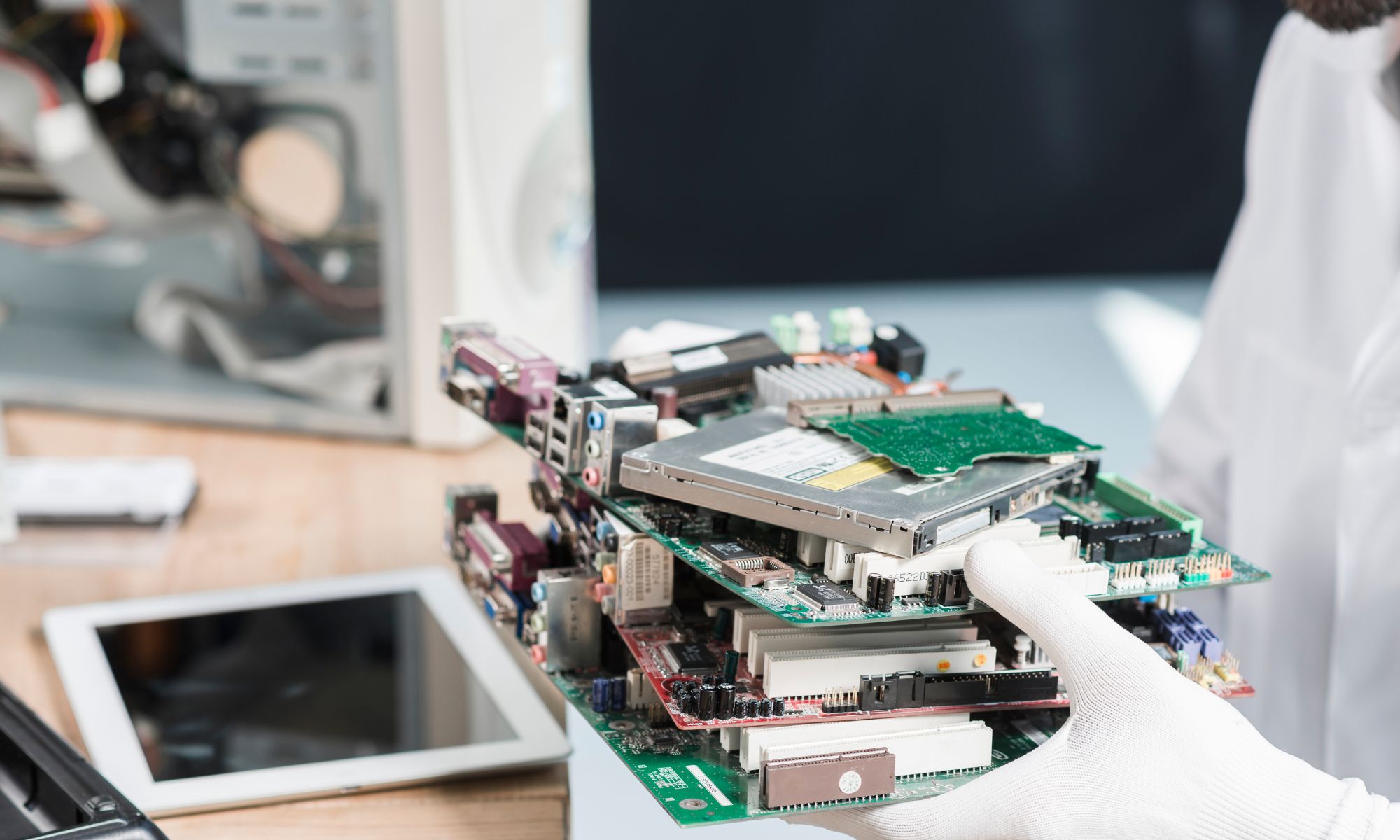 hard drives being processed